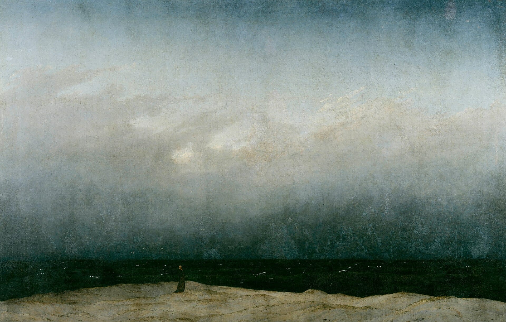 landscape painting - the monk by the sea by Caspar David Friedrich